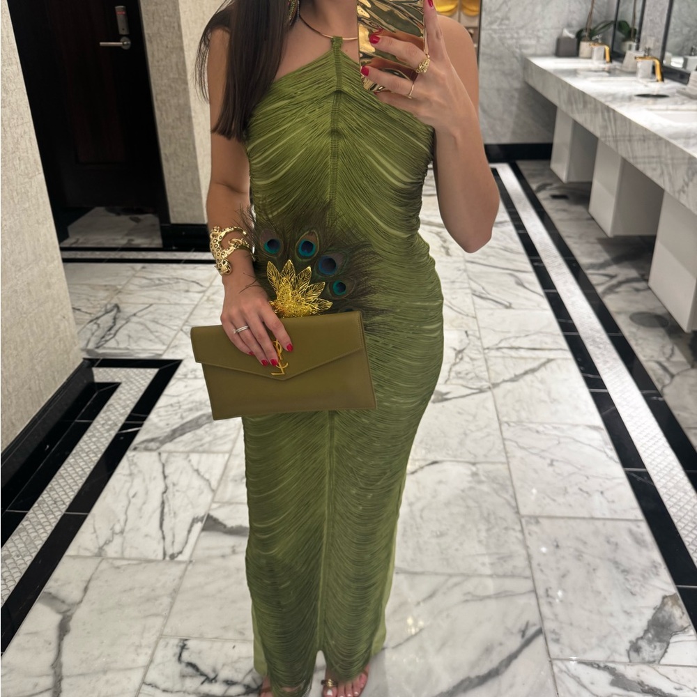 Hauture Olive Green Tassel Maxi Dress - Picture 2 of 6